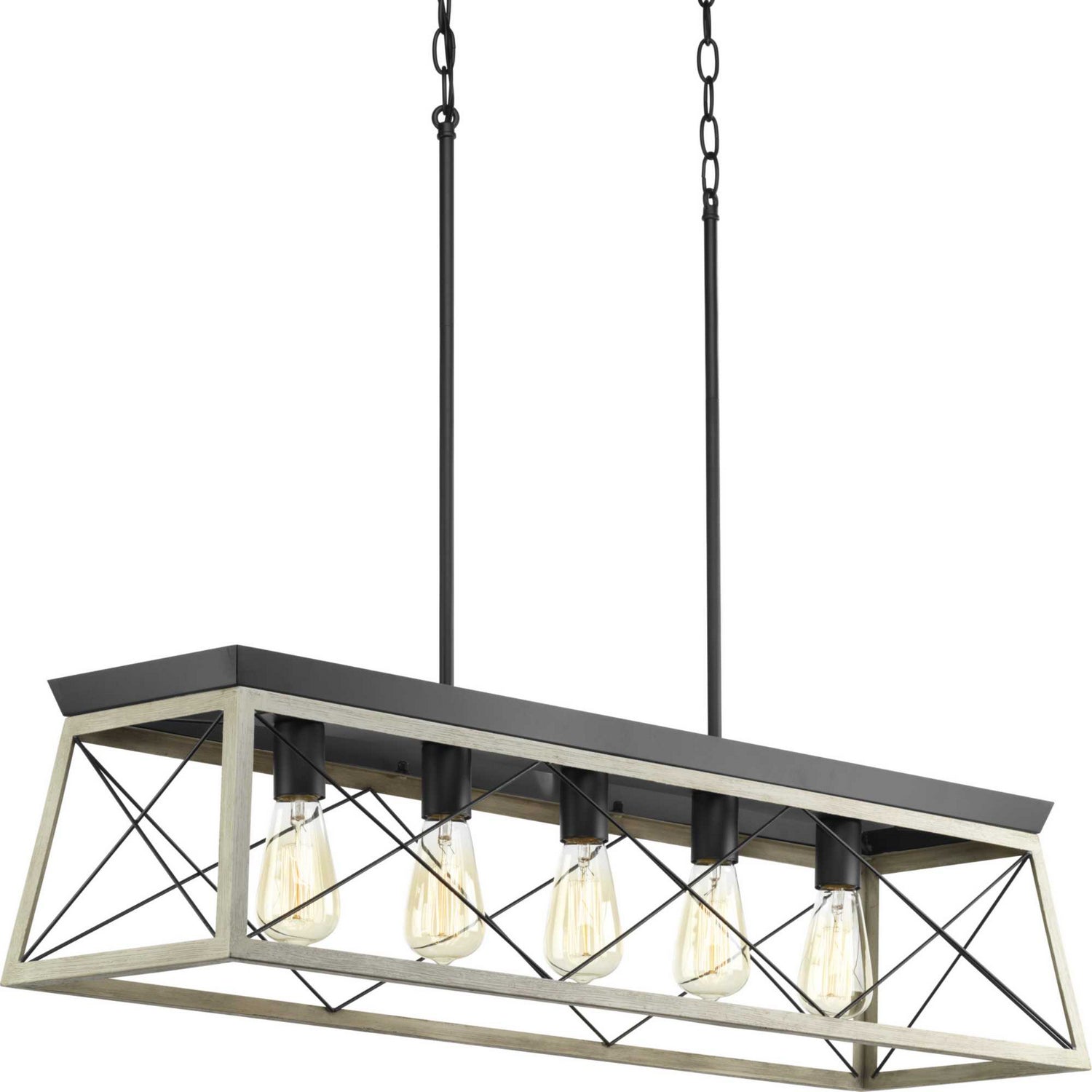 Progress Lighting - P400048-143 - Five Light Linear Chandelier - Briarwood - Graphite