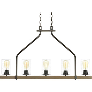 Progress Lighting - P400055-020 - Five Light Linear Chandelier - Barnes Mill - Antique Bronze