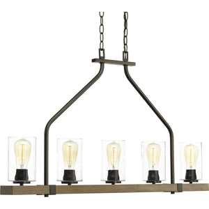 Progress Lighting - P400055-020 - Five Light Linear Chandelier - Barnes Mill - Antique Bronze