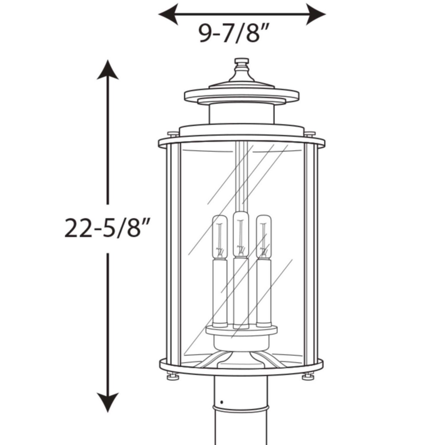 Progress Lighting - P540012-031 - Three Light Post Lantern - Squire - Black