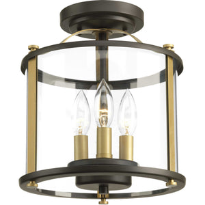 Progress Lighting - P550011-020 - Three Light Semi-Flush convertible - Squire - Antique Bronze