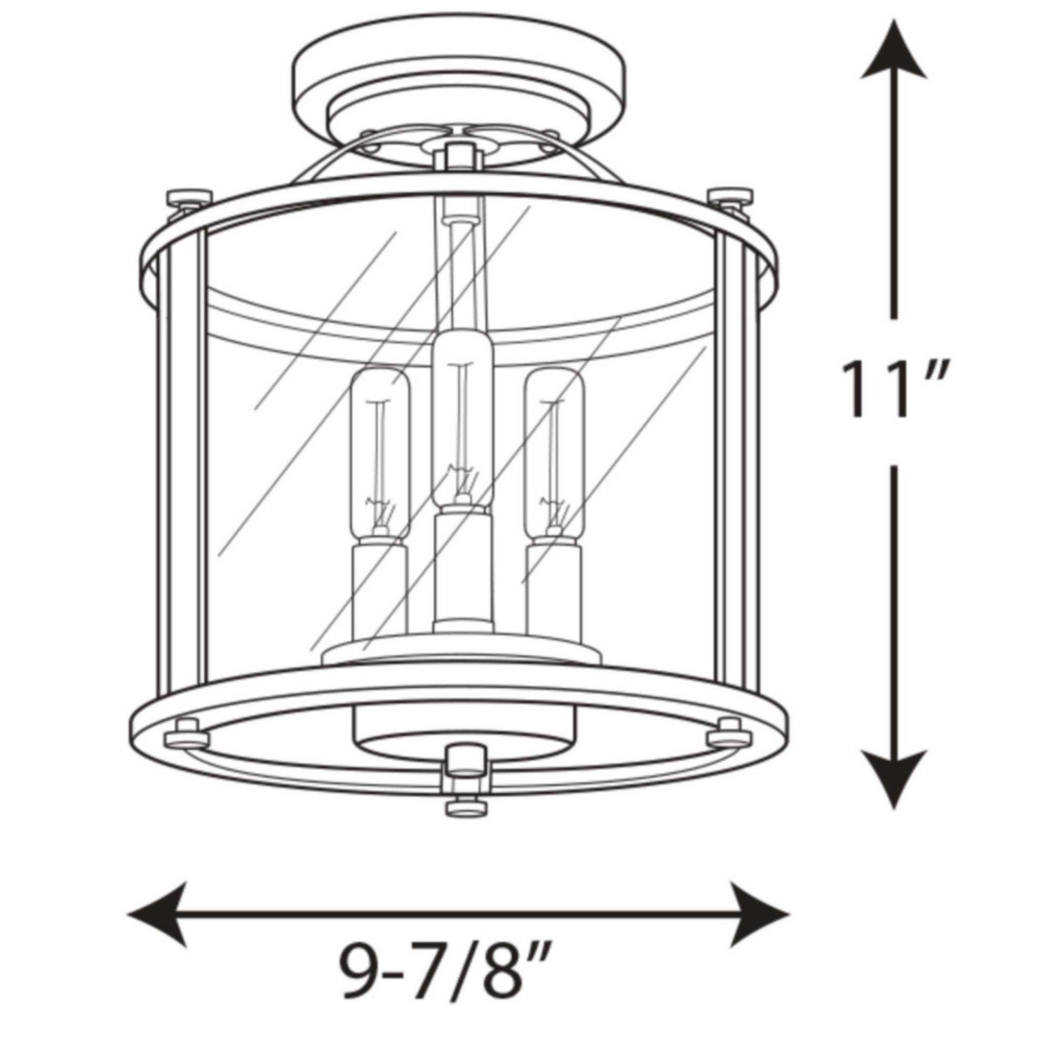 Progress Lighting - P550011-020 - Three Light Semi-Flush convertible - Squire - Antique Bronze