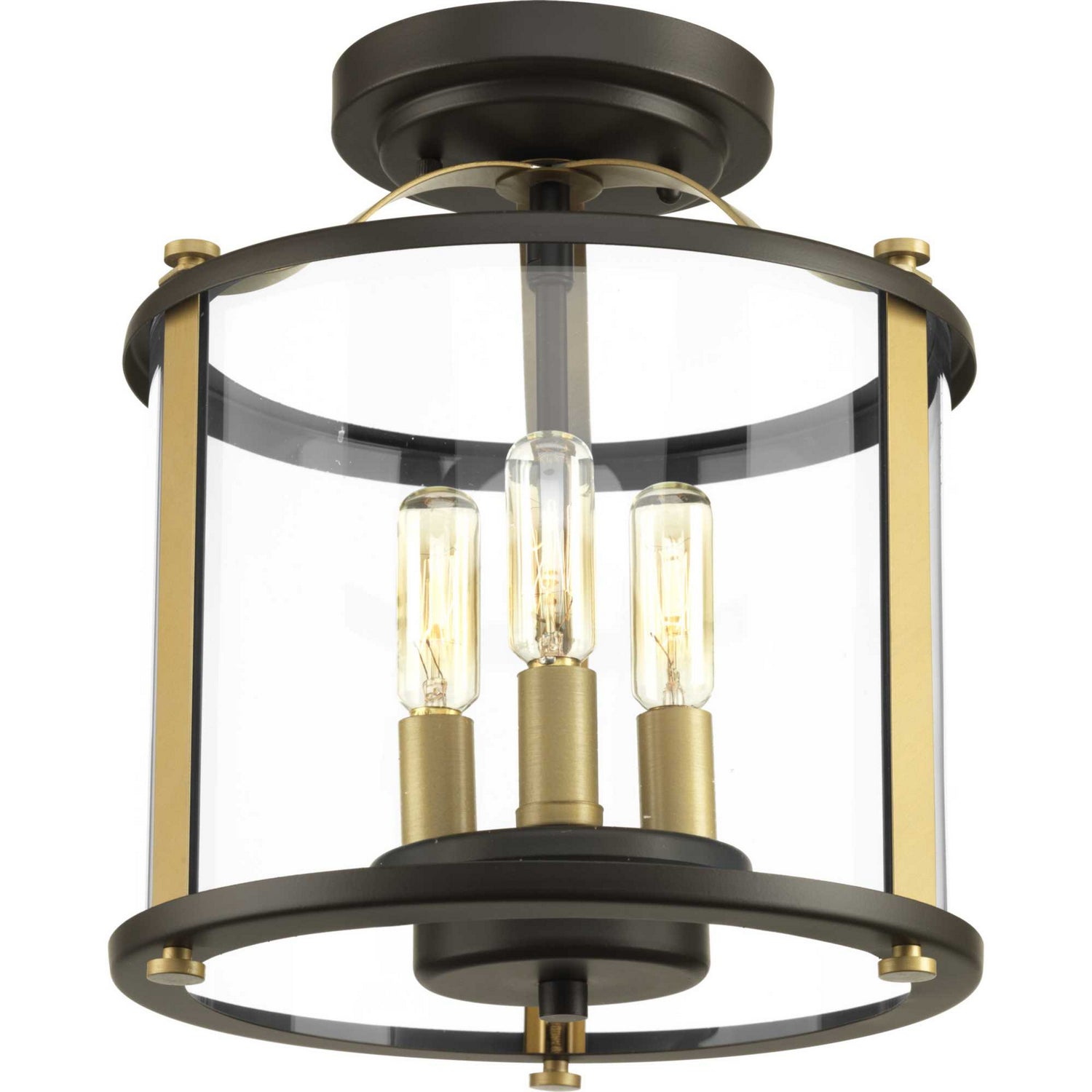 Progress Lighting - P550011-020 - Three Light Semi-Flush convertible - Squire - Antique Bronze