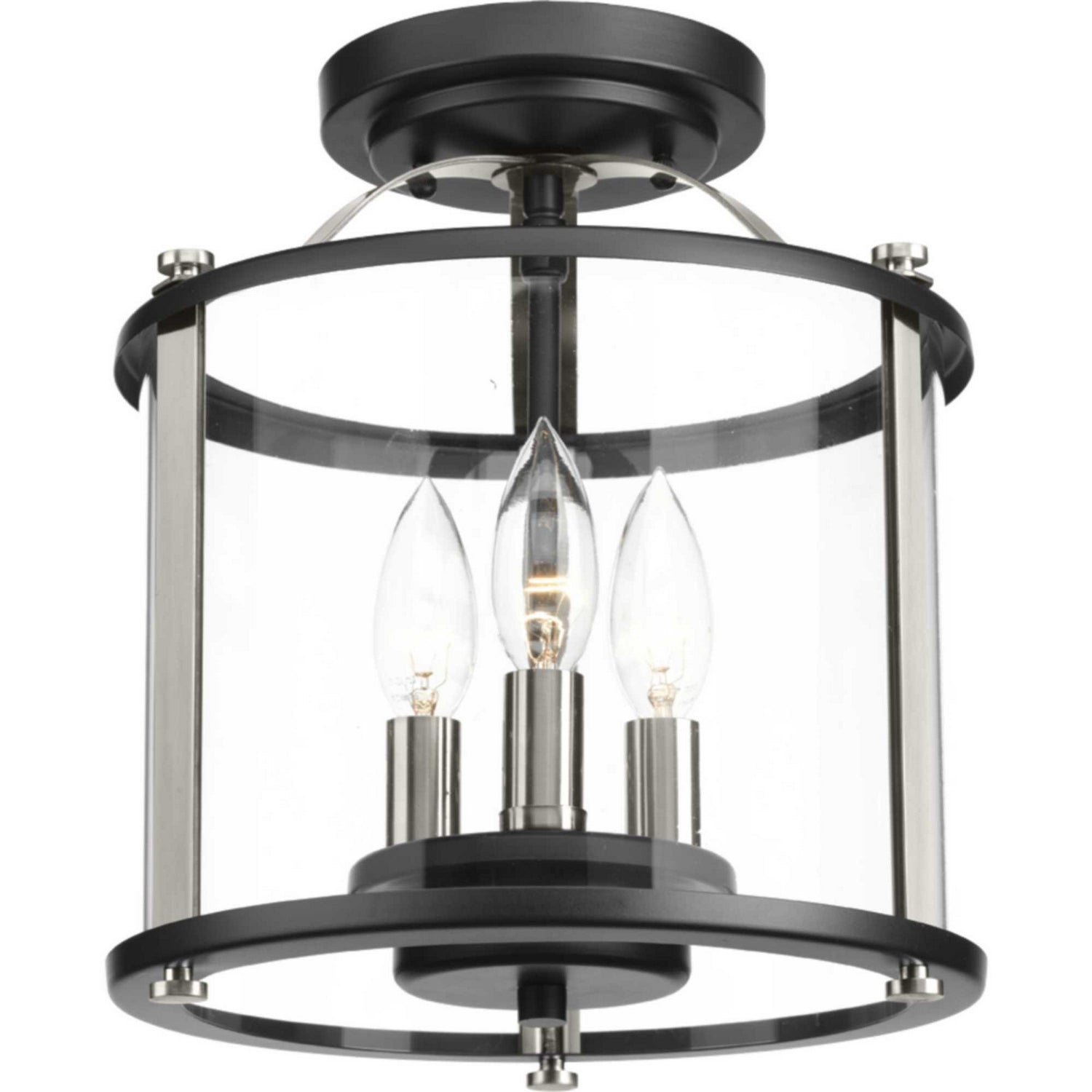 Progress Lighting - P550011-031 - Three Light Semi-Flush convertible - Squire - Black