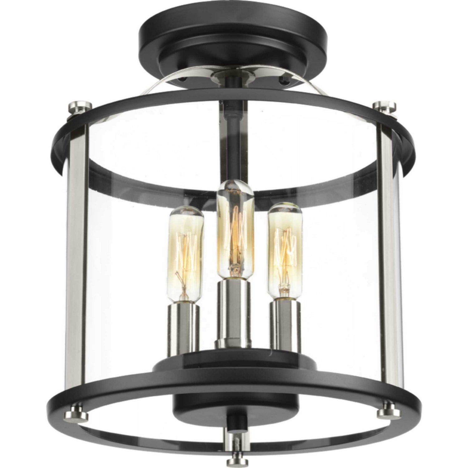 Progress Lighting - P550011-031 - Three Light Semi-Flush convertible - Squire - Black