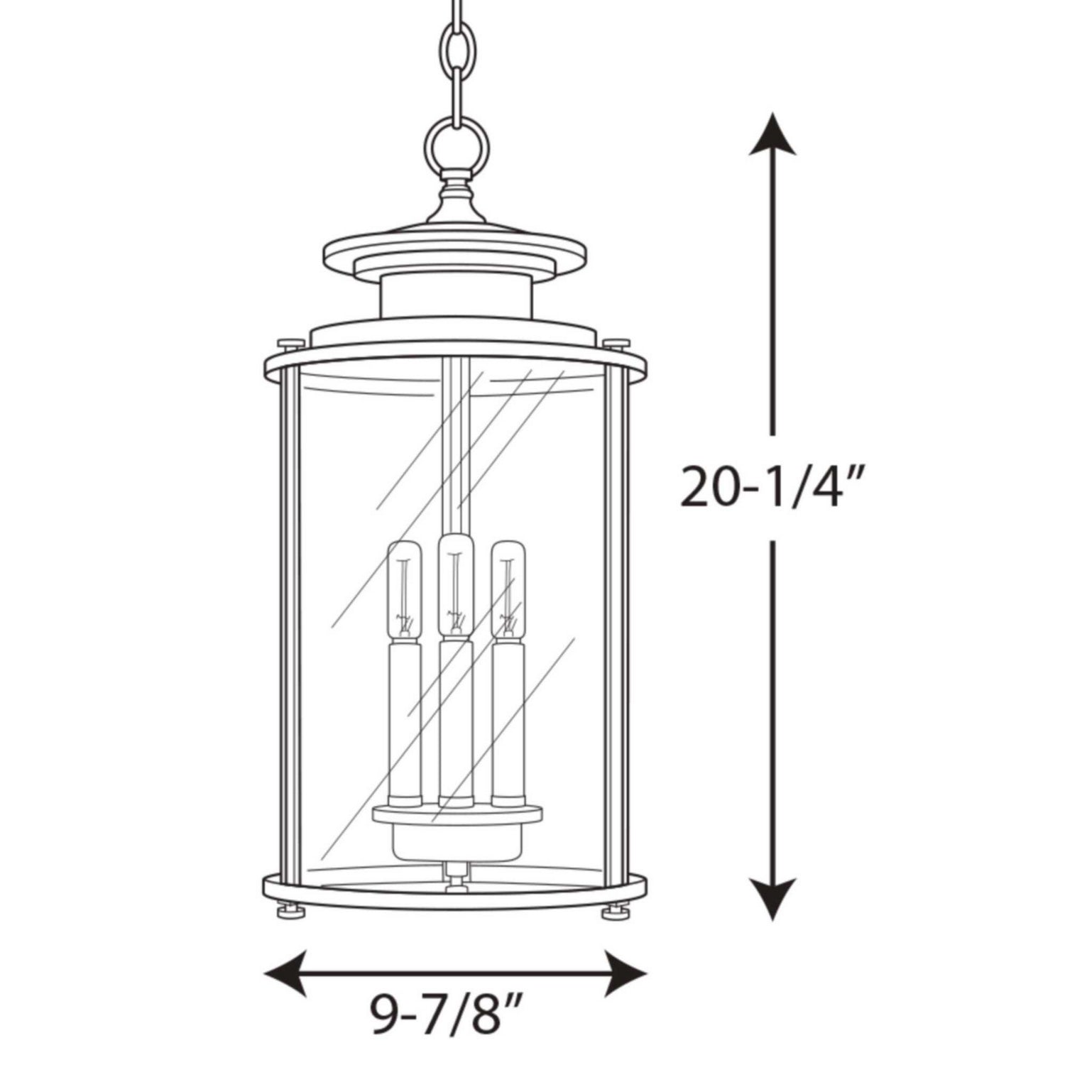 Progress Lighting - P550012-020 - Three Light Hanging Lantern - Squire - Antique Bronze