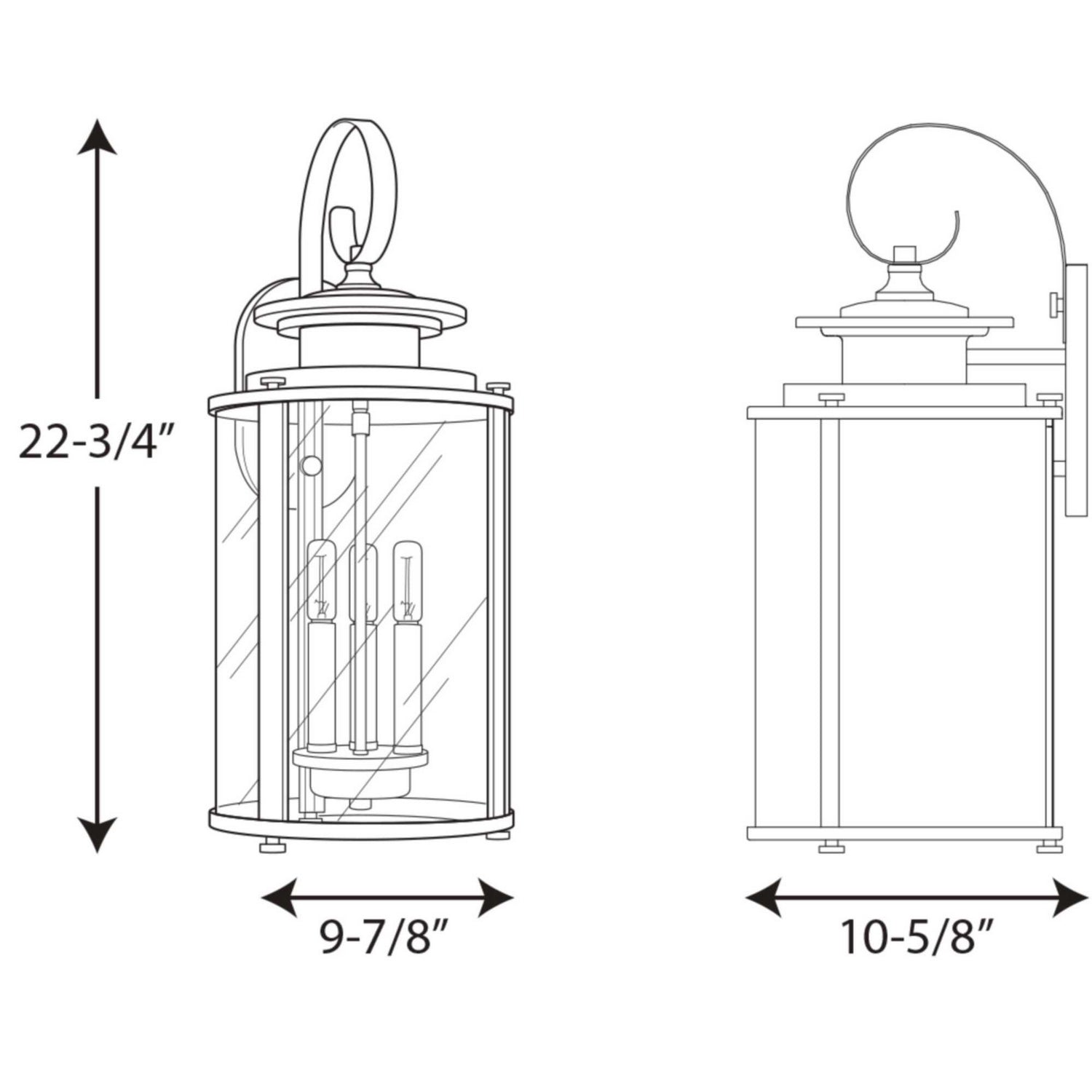 Progress Lighting - P560038-020 - Three Light Large Wall Lantern - Squire - Antique Bronze