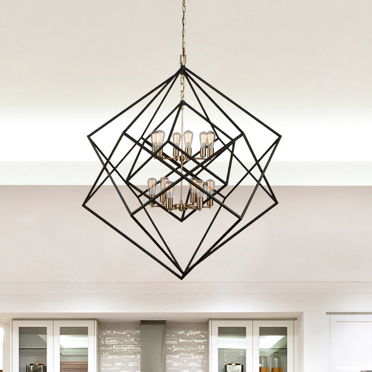 Artcraft - AC11112 - 12 Light Chandelier - Artistry - Matte Black & Harvest Brass