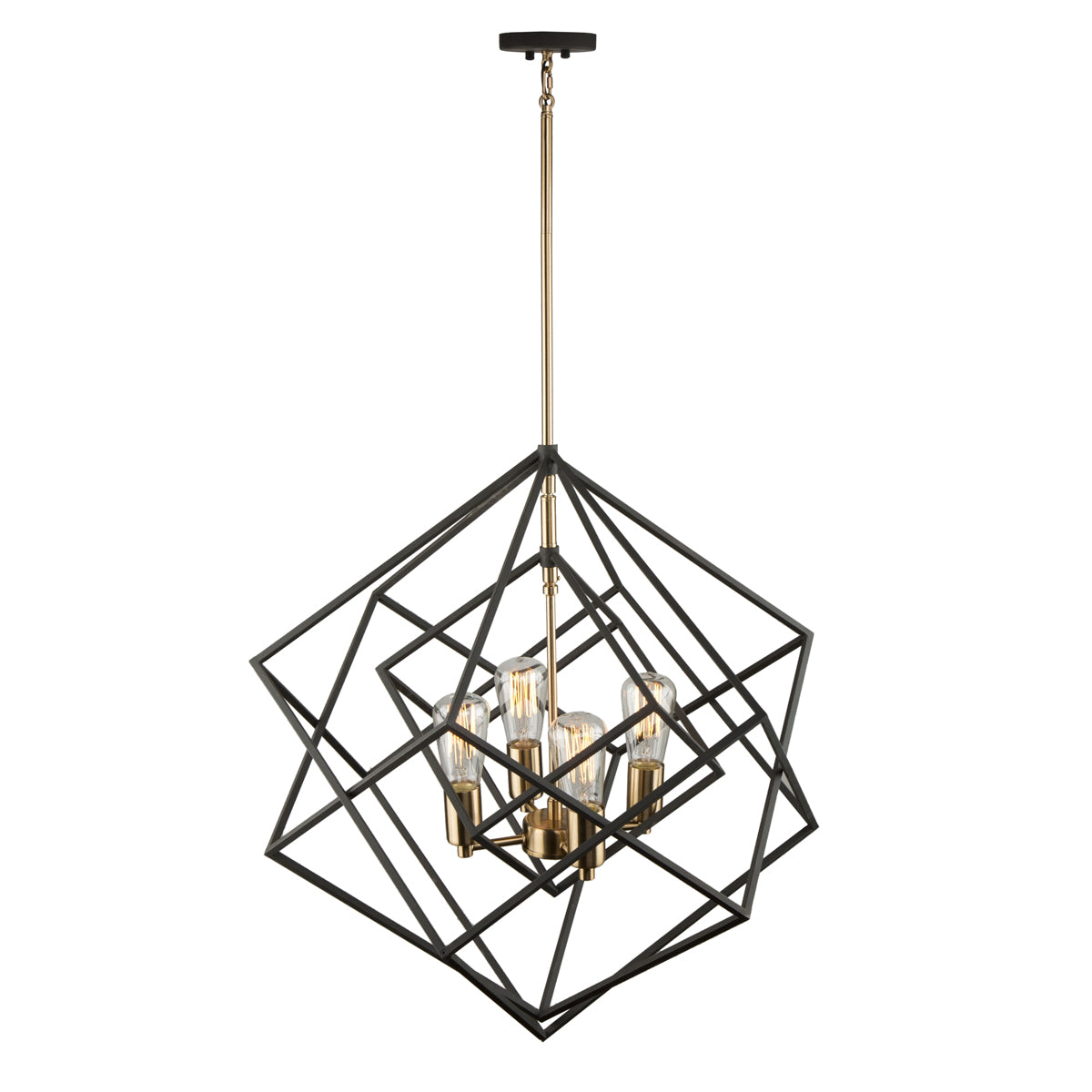 Artcraft - AC11114 - Four Light Chandelier - Artistry - Matte Black & Harvest Brass