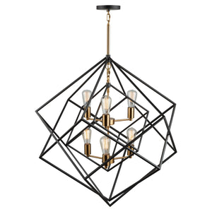 Artcraft - AC11116 - Six Light Chandelier - Artistry - Matte Black & Harvest Brass