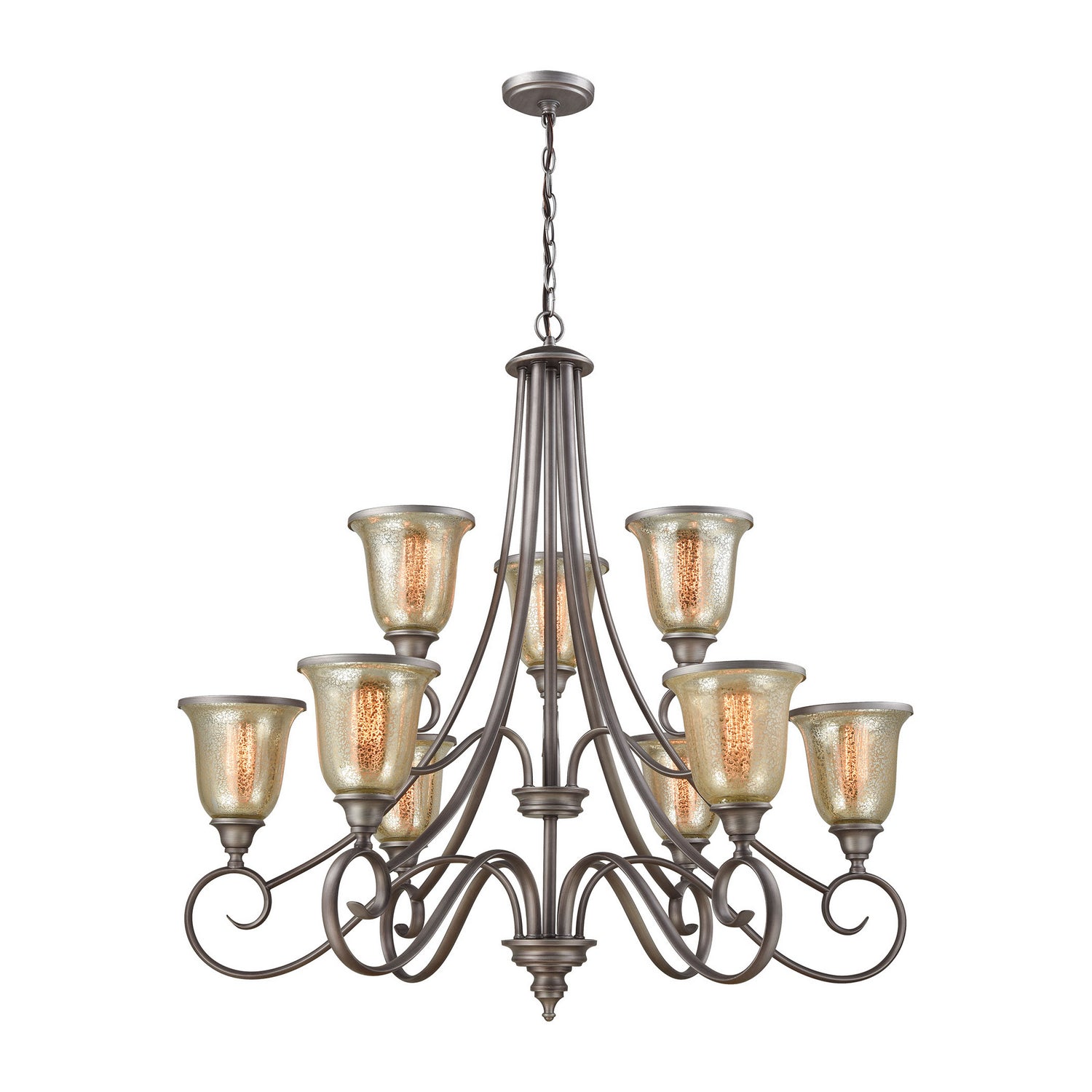 ELK Home - CN230927 - Nine Light Chandelier - Georgetown - Weathered Zinc