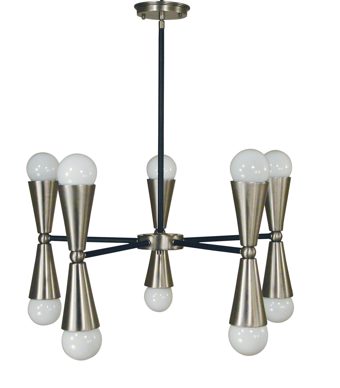 Framburg - 3035 BN/MBLACK - Ten Light Chandelier - Equinox - Brushed Nickel with Matte Black Accents