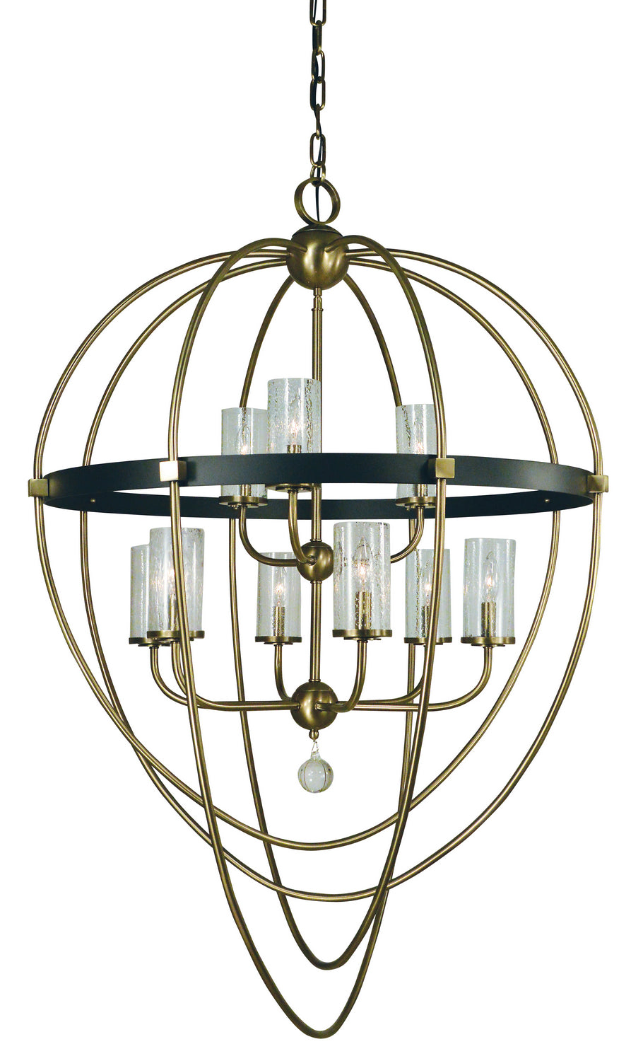 Framburg - 3049 AB/MBLACK - Nine Light Foyer Chandelier - Margaux - Antique Brass with Matte Black Accents