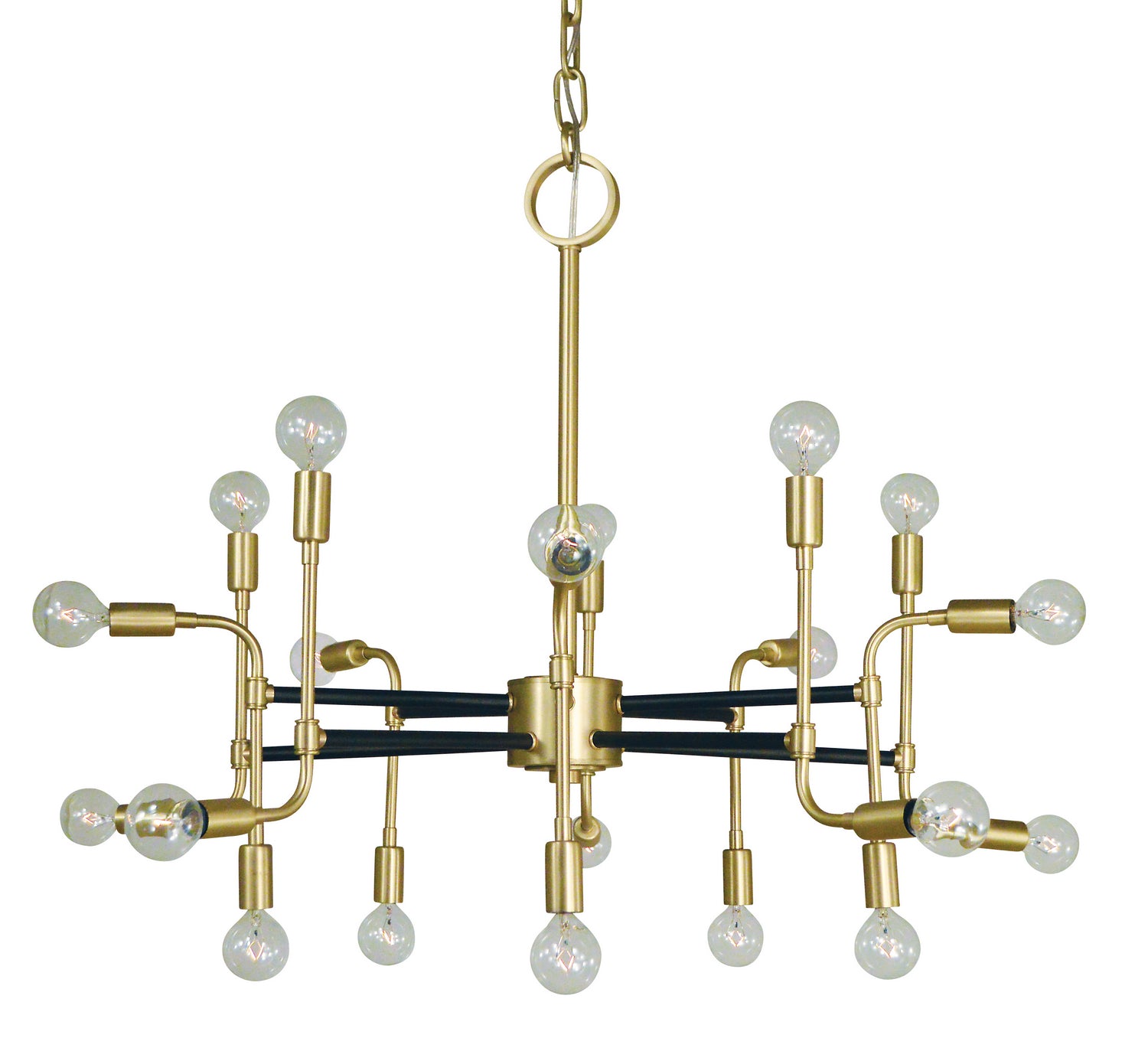 Framburg - 3050 SB/MBLACK - 20 Light Foyer Chandelier - Fusion - Satin Brass with Matte Black Accents