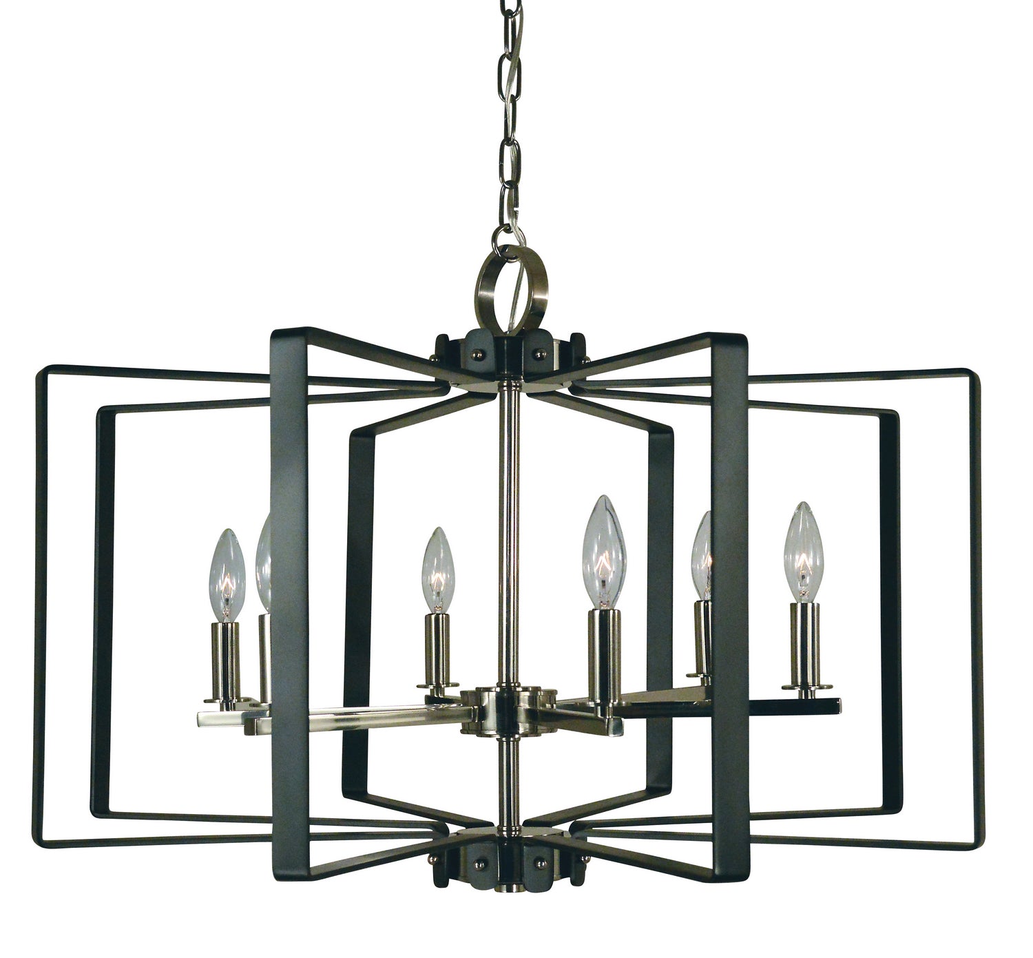 Framburg - 3055 PN/MBLACK - Six Light Chandelier - Camille - Polished Nickel with Matte Black Accents