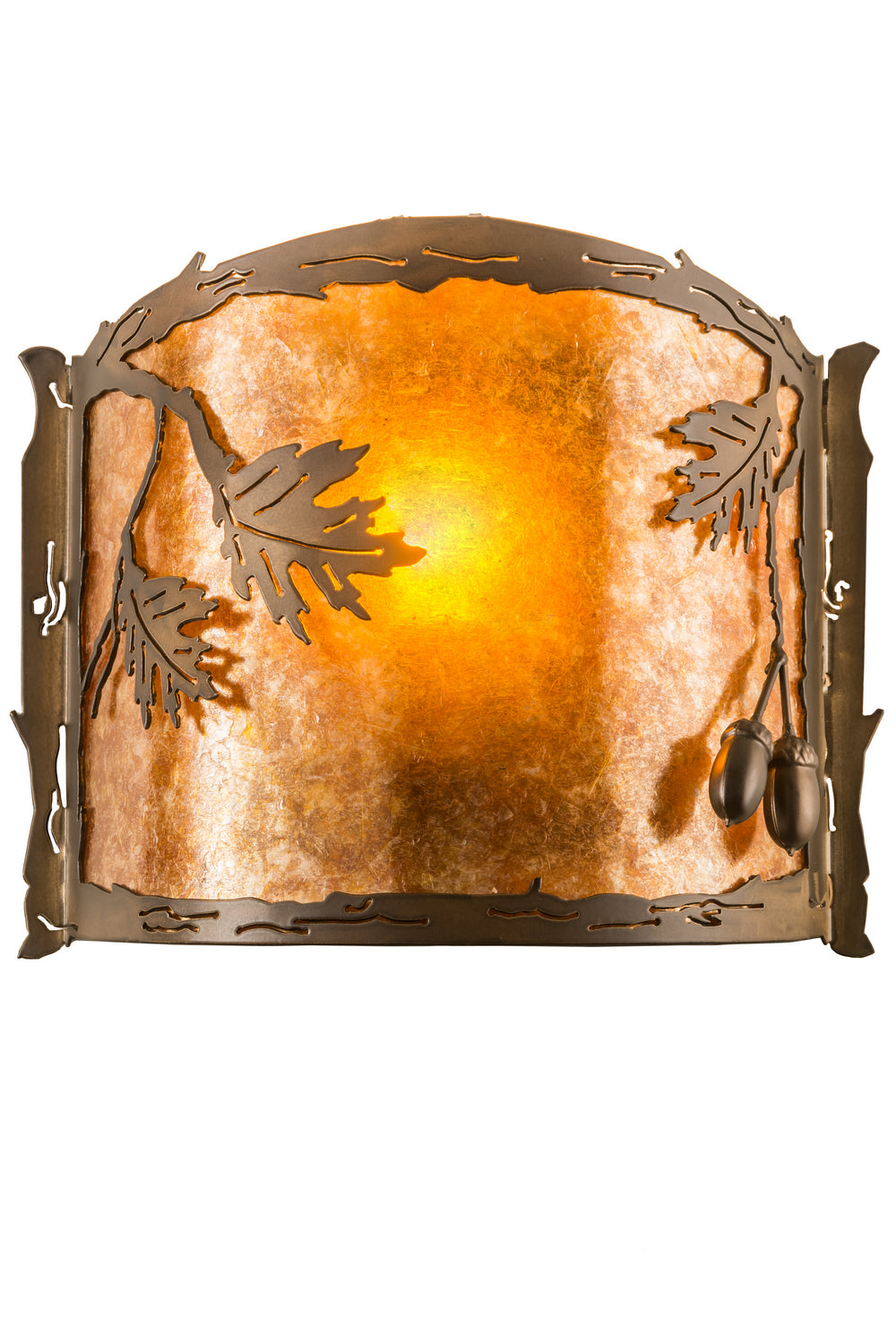 Meyda Tiffany - 183372 - One Light Wall Sconce - Oak Leaf & Acorn - Amber Mica Front/Silver Mica Bottom