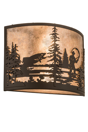 Meyda Tiffany - 185798 - Two Light Wall Sconce - Fly Fishing Creek - Oil Rubbed Bronze