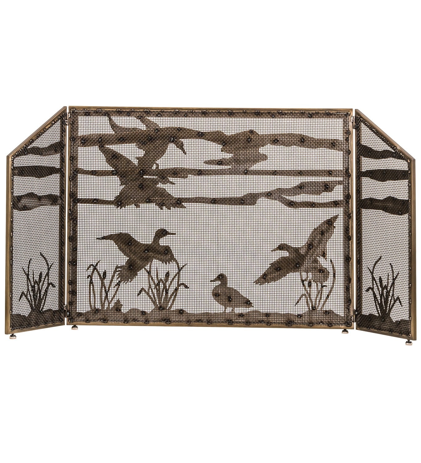 Meyda Tiffany - 187785 - Fireplace Screen - Ducks In Flight - Antique Copper