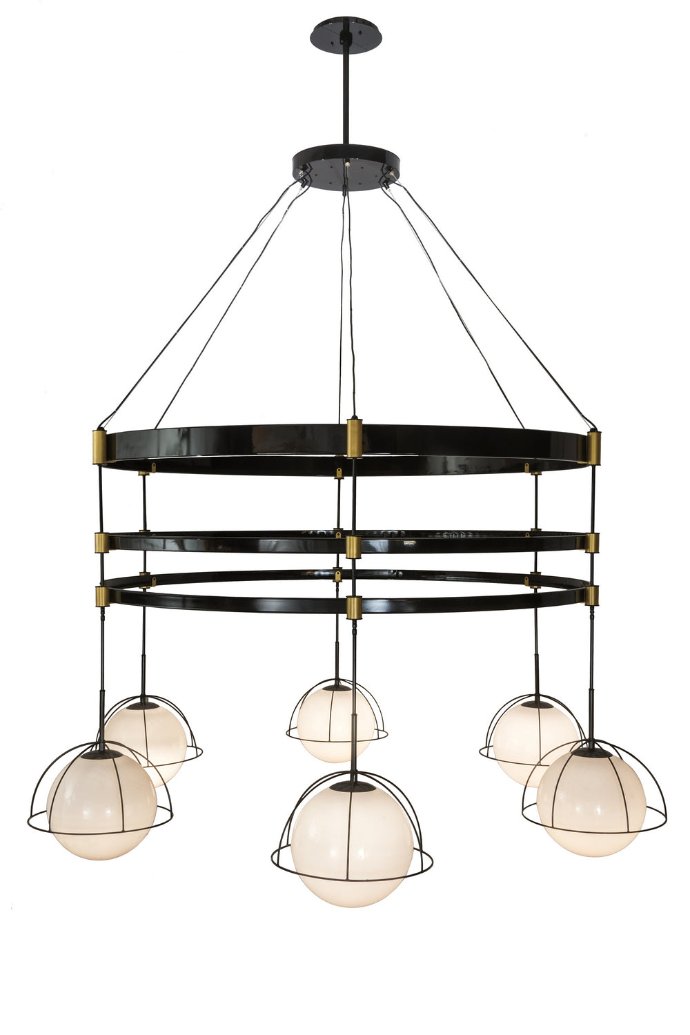 Meyda Tiffany - 188206 - Six Light Chandelier - Heliocentricity - Mirror Black/Goldtastic