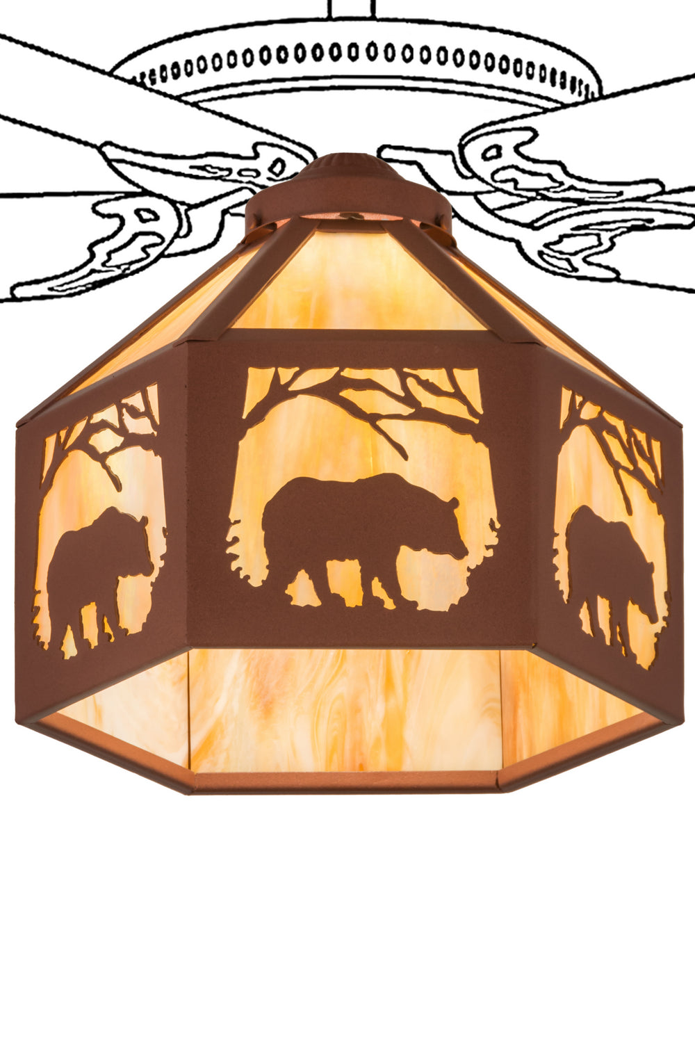 Meyda Tiffany - 188258 - One Light Fan Light Shade - Lone Bear - Rust