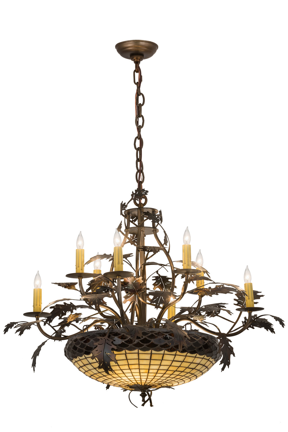 Meyda Tiffany - 188594 - 11 Light Chandelier - Greenbriar Oak - Dark Burnished Antique Copper