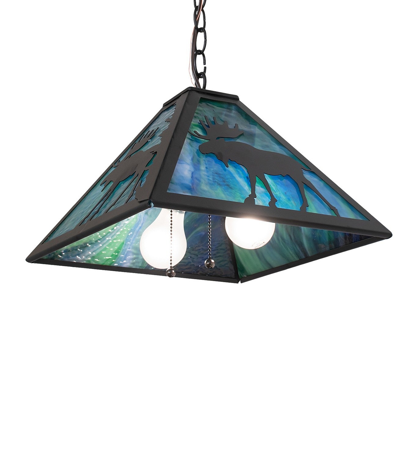 Meyda Tiffany - 188740 - Two Light Pendant - Lone Moose - Textured Black