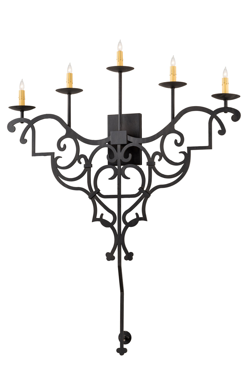 Meyda Tiffany - 189167 - Five Light Wall Sconce - Fleur De Lys - Costello Black