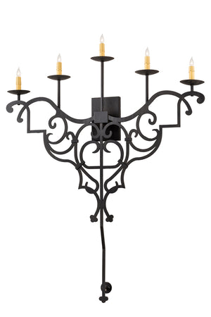 Meyda Tiffany - 189167 - Five Light Wall Sconce - Fleur De Lys - Costello Black