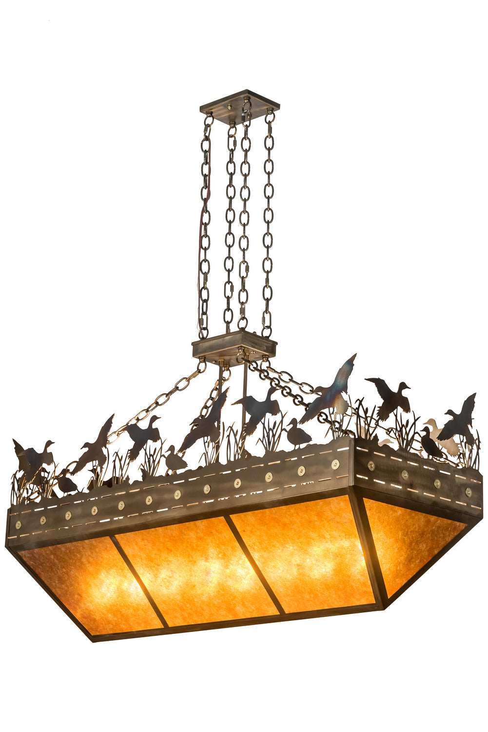 Meyda Tiffany - 194483 - 12 Light Pendant - Ducks In Flight - Dark Burnished Antique Copper