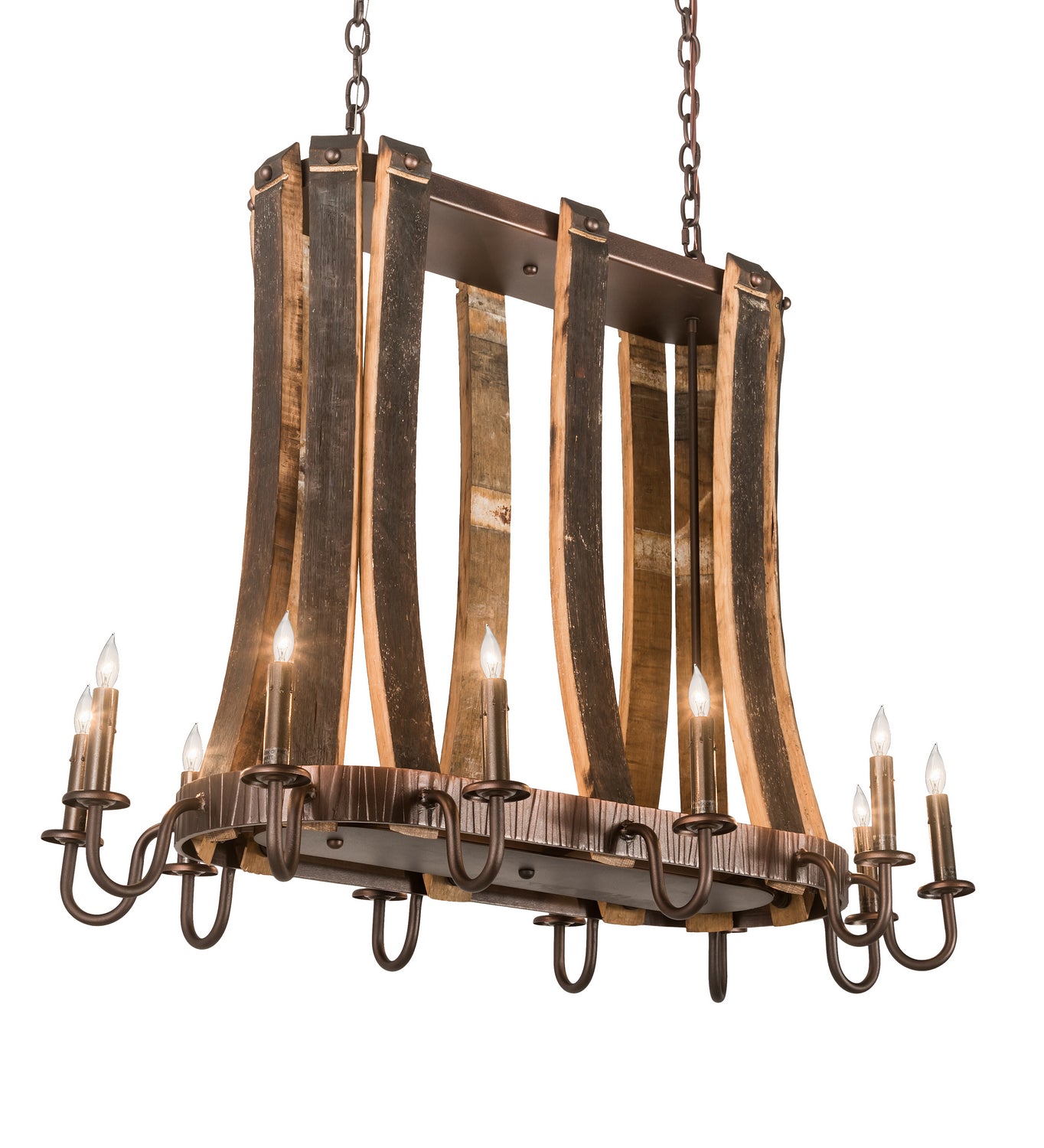 Meyda Tiffany - 191902 - 12 Light Chandelier - Barrel Stave - Mahogany Bronze