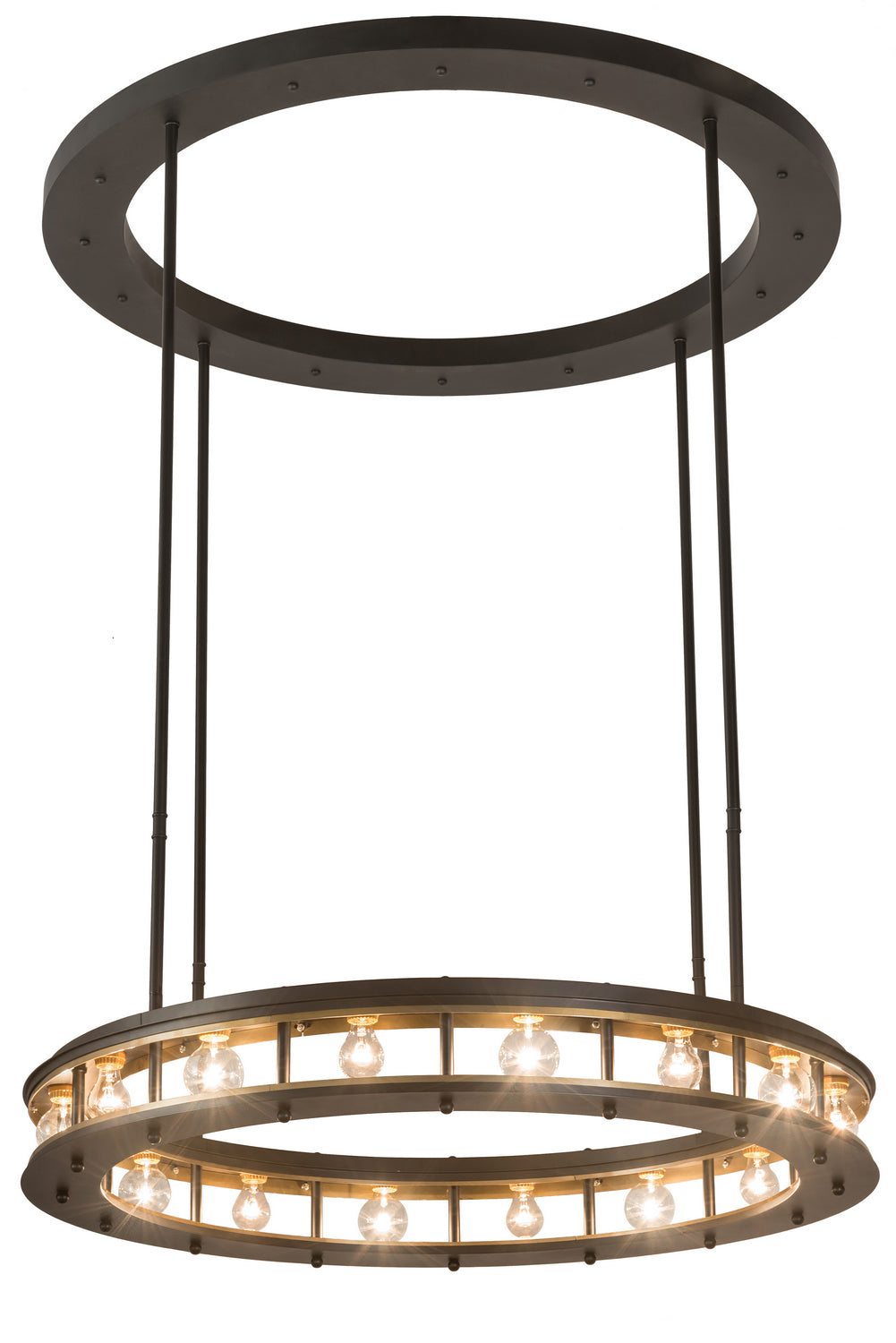 Meyda Tiffany - 191696 - 16 Light Pendant - Alva - Solar Black / Buttered Brass