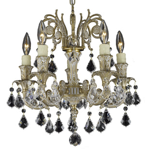 American Brass & Crystal - CH2001-A-04G-PI - Five Light Chandelier - Finisterra - Antique White Glossy