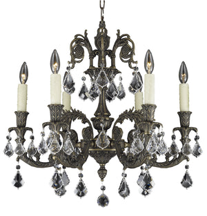 American Brass & Crystal - CH2002-A-21S-PI - Six Light Chandelier - Finisterra - Palace Bronze