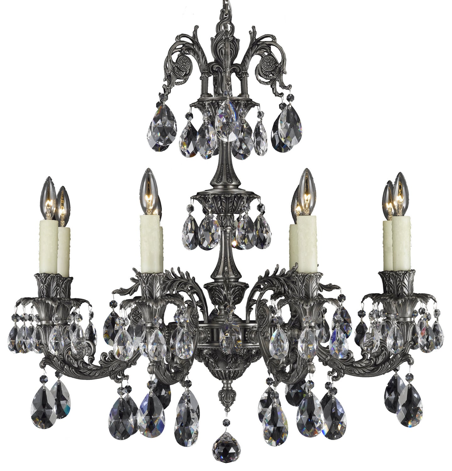 American Brass & Crystal - CH2003-O-10G-PI - Eight Light Chandelier - Finisterra - Antique Silver