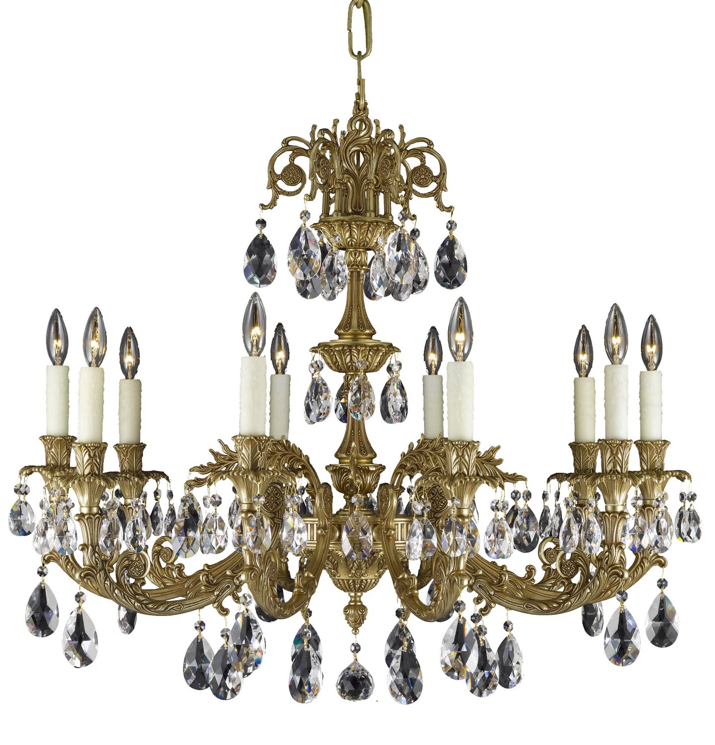 American Brass & Crystal - CH2004-O-03G-PI - Ten Light Chandelier - Finisterra - French Gold Glossy