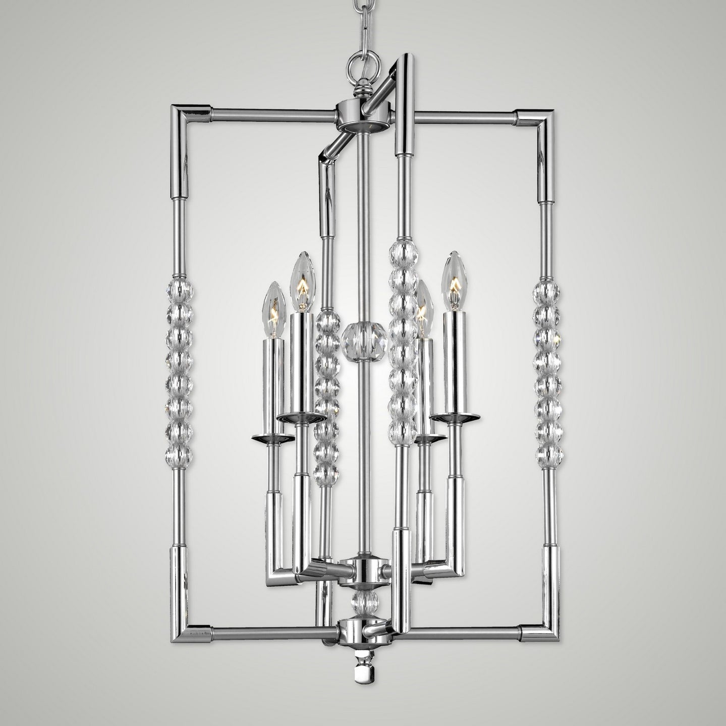 American Brass & Crystal - CH3502-37G-38G-ST - Four Light Chandelier - Magro - Pewter with Polished Nickel