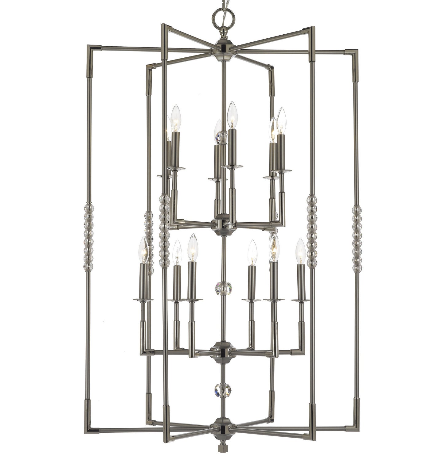 American Brass & Crystal - CH3505-37G-38G-ST - 12 Light Chandelier - Magro - Pewter with Polished Nickel