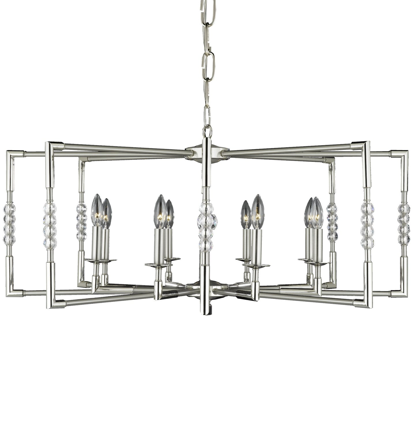 American Brass & Crystal - CH3605-37G-38G-ST - Eight Light Chandelier - Magro - Pewter w/Polished Nickel Accents