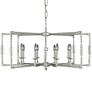 American Brass & Crystal - CH3605-37G-38G-ST - Eight Light Chandelier - Magro - Pewter w/Polished Nickel Accents