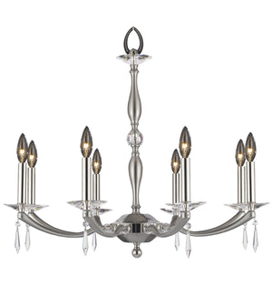 American Brass & Crystal - CH5326-SP-37G-38G-ST - Eight Light Chandelier - Kensington - Pewter w/Polished Nickel Accents