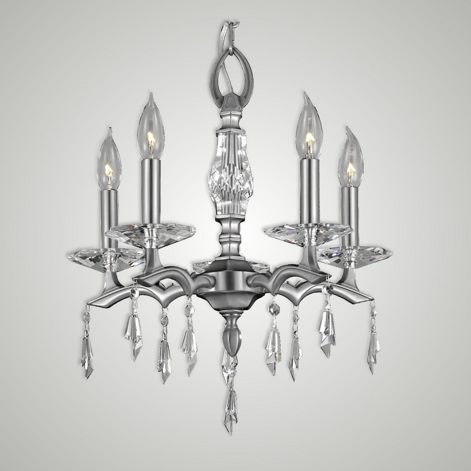 American Brass & Crystal - CH5502-G-37G-ST - Five Light Chandelier - Kaya - Pewter