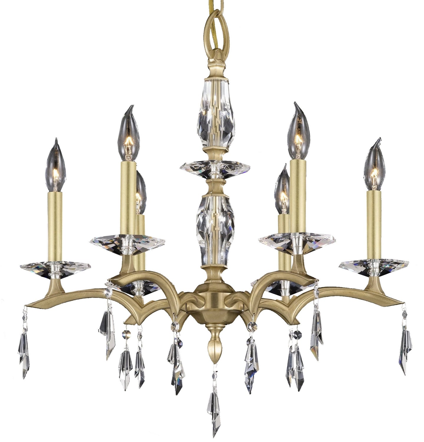 American Brass & Crystal - CH5503-G-36G-ST - Six Light Chandelier - Kaya - Polished Nickel