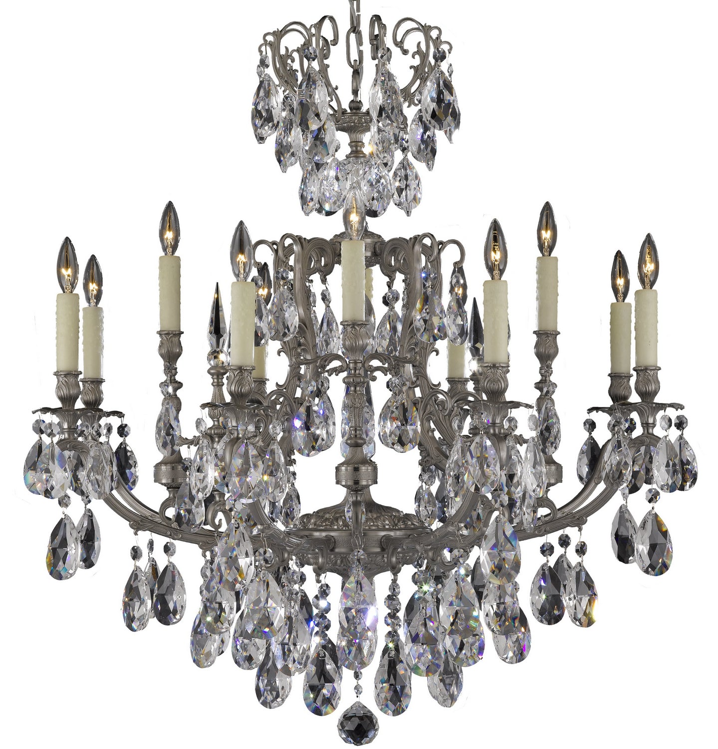 American Brass & Crystal - CH7425-O-07G-PI - 12 Light Chandelier - Parisian - Satin Nickel