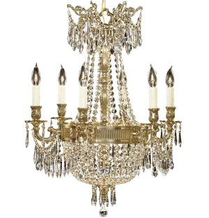 American Brass & Crystal - CH8141-P-12G-PI - Nine Light Chandelier - Valencia - Polished Brass with Black Inlay