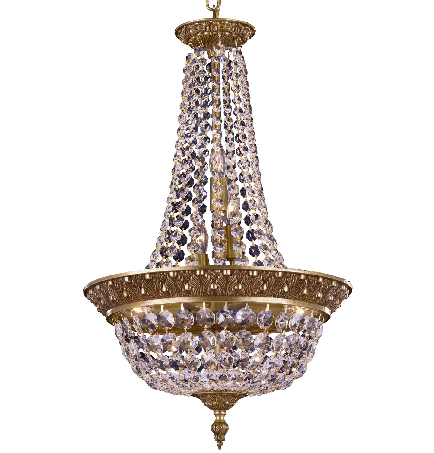 American Brass & Crystal - CH8515-P-03G - Six Light Chandelier - Corinthian - French Gold Glossy