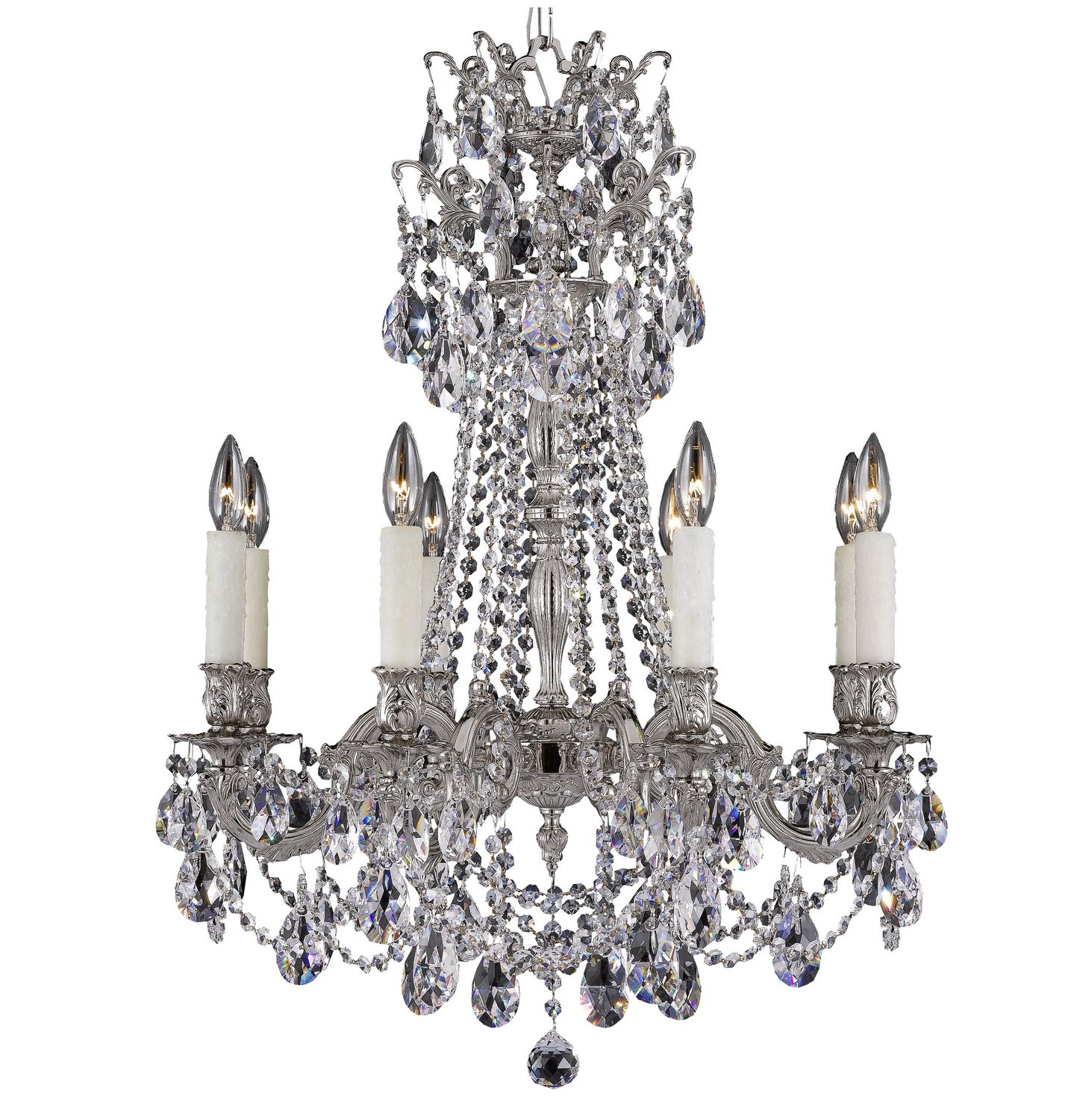 American Brass & Crystal - CH9238-O-08G-PI - Eight Light Chandelier - Biella - Silver