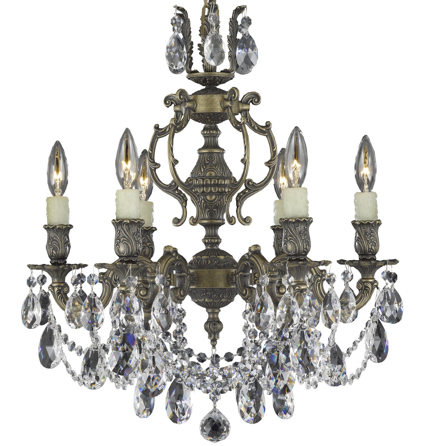 American Brass & Crystal - CH9522-O-21S-PI - Six Light Chandelier - Rosetta - Palace Bronze