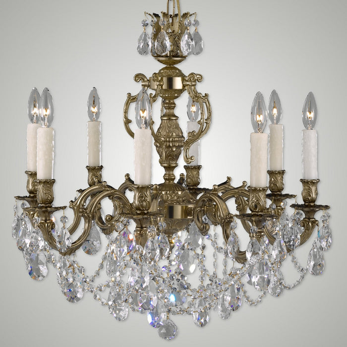 American Brass & Crystal - CH9542-O-16G-PI - Eight Light Chandelier - Rosetta - True Brass