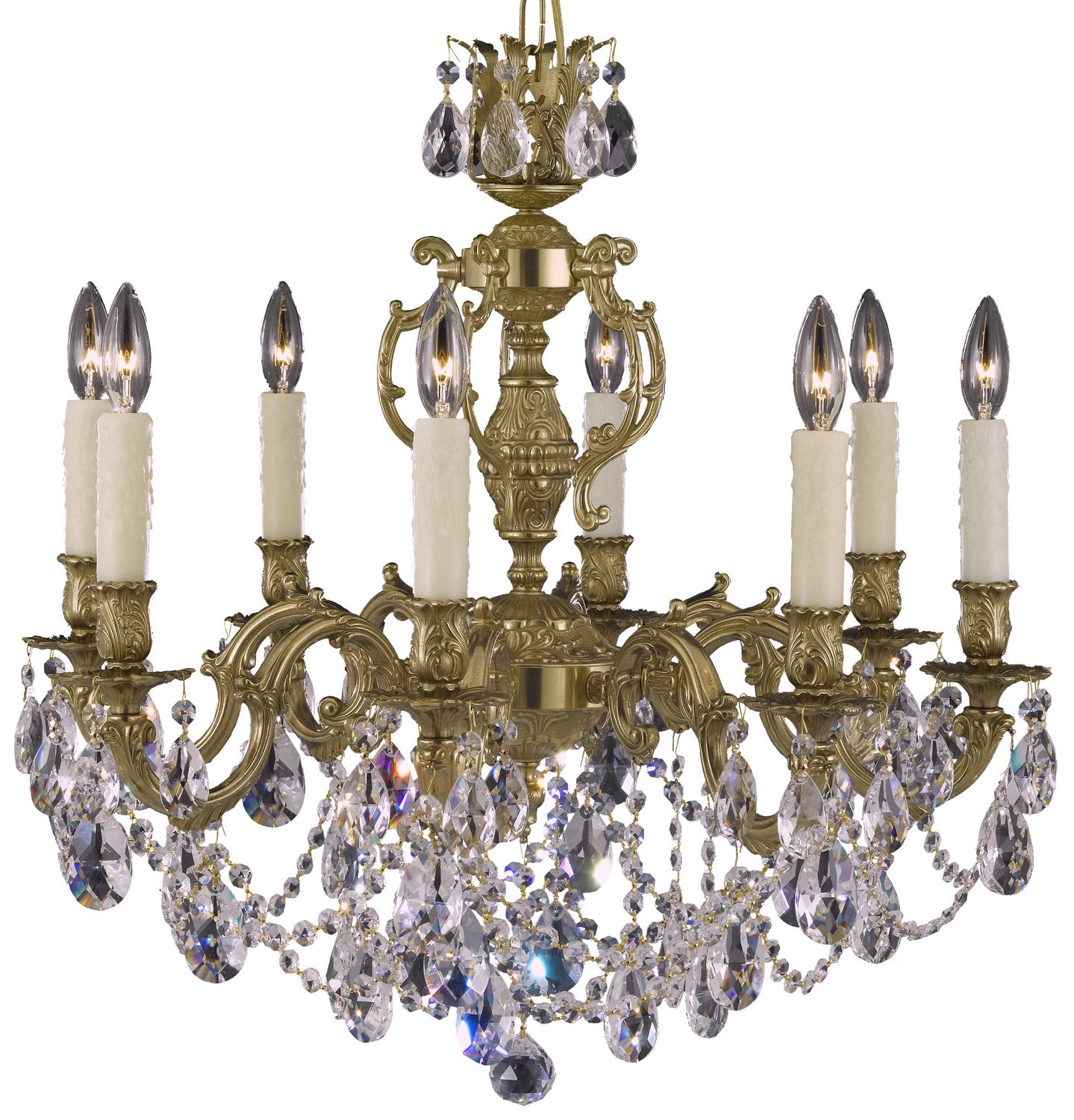 American Brass & Crystal - CH9542-O-16G-PI - Eight Light Chandelier - Rosetta - True Brass