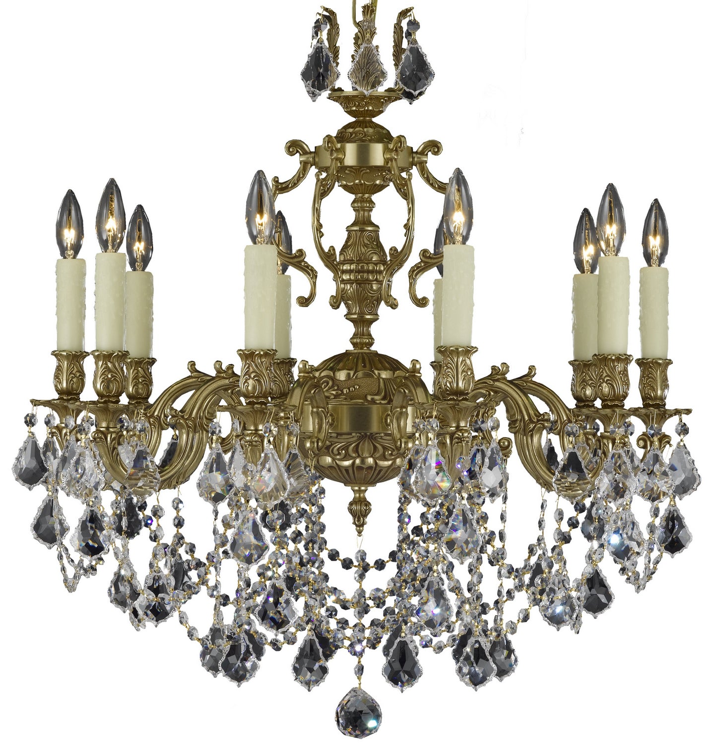 American Brass & Crystal - CH9562-A-03G-PI - Ten Light Chandelier - Rosetta - French Gold Glossy